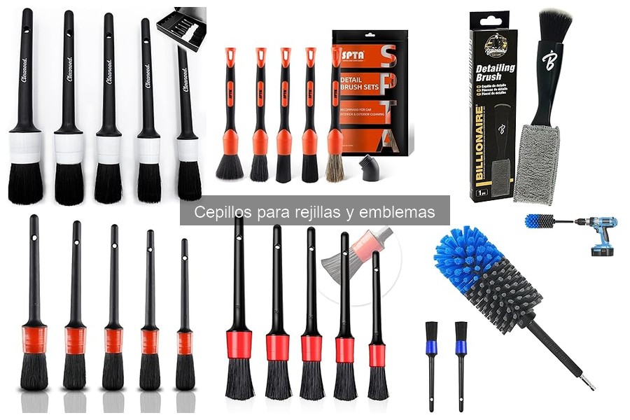 Tipos de cepillos para rejillas y emblemas de coches